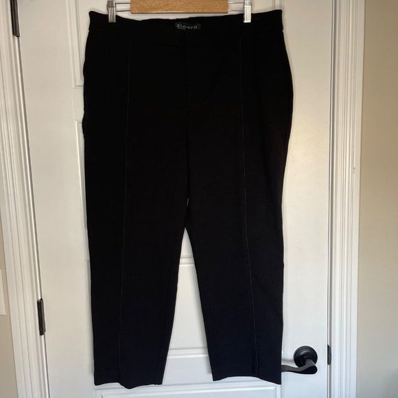 Eloquii Women's Front‎ Stripe Textured Black Skinny Dress Pants Size 18 Short - Picture 2 of 13